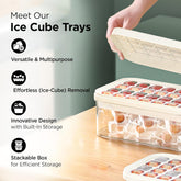 Homestic 2 Layer Ice Cube Trays with Storage Box & Ice Scoop | 56 Compartments | One Press Demolding | Ice Cubes for Whiskey Cocktails Mocktails Soft Drinks | BPA Free | White
